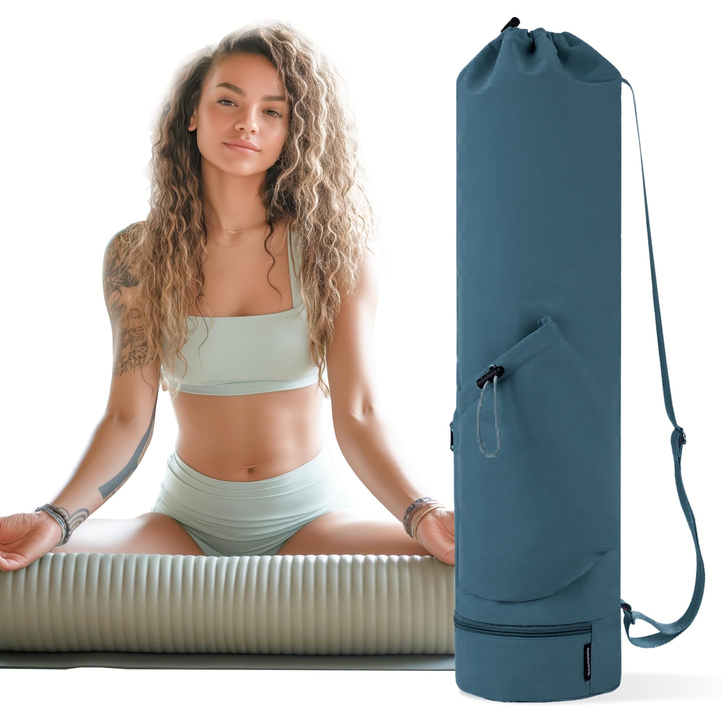 Yoga Mat Bag Carrier – Multi-Functional with Water Bottle Pocket, Adjustable Strap & Secure Storage