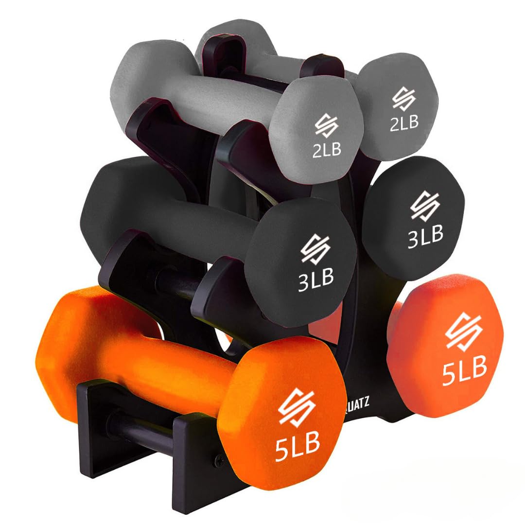 Anti-Slip Neoprene Hex Dumbbell Set with Stand — 20lbs | Home Gym Weights for Strength, Yoga & Fitness