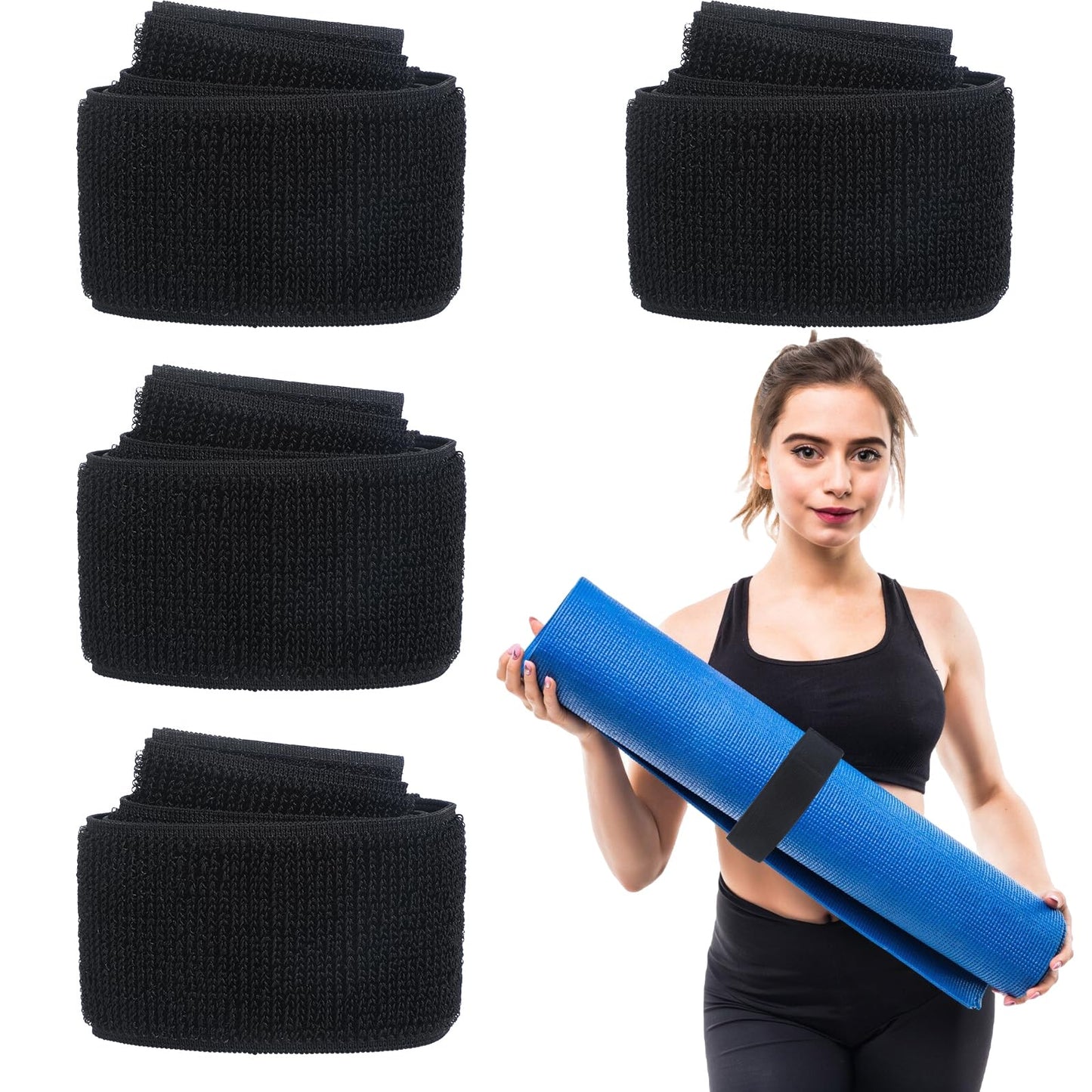Nylon Yoga Mat Straps – Set of 4 Adjustable Slap Band Ties for Carrying & Securing Your Mat